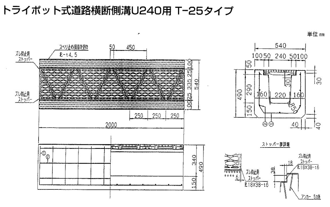 9.トライポット式道路横断側溝